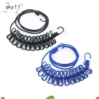 sky new 12 clips de primavera para campamento, tendedero elástico, cuerda portátil de viaje, colorido (1)