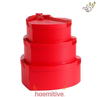 HAEMITIVE Flowers Living Vase Florist Hat Boxes Valentine's Day Heart Shaped Flowers Boxes Red Christmas Set of 3 Gift Box Packaging Boxes Candy Boxes