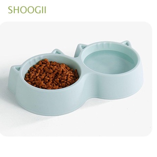 SHOOGII-Cuenco Doble Para Gatos , Antideslizante , Para Mascotas , Alimentos , Alimentación De Plástico De Color Sólido Para Perros , Alimentador , Multicolor