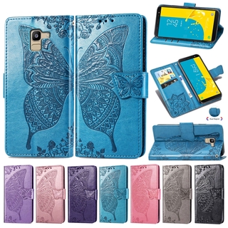 [GXR] Samsung Galaxy J6 J4 Plus Prime J8 2018 Case Leather Wallet Embossed Butterfly Flip Phone Cover