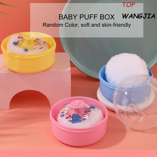 top bebé polvo hojaldre caja de viaje amigable con el color vibrante accesorio bebé talco polvo contenedor con hojaldre para niños