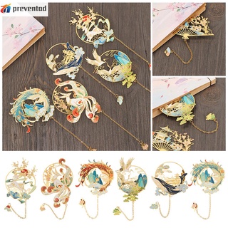 PREVENTAD School Office Supplies Book Clip Chinese style Painted Brass Bookmark Student Gift Pendant Tassel Metal Stationery Retro Pagination Mark