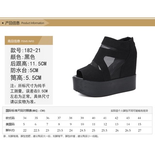 2020Primavera y otoño coreano sandalias de malla cuña plataforma sandalias botas impermeable plataforma tacones altos Peep Toe zapatos de mujer 182-21 (8)