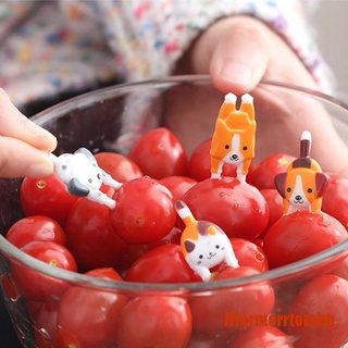IART 7 unids/set lindo Mini Animal de dibujos animados de alimentos Picks niños Snack comida fruta para (2)