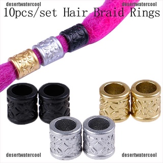 DECL 10pcs/pack Dreadlock Hair Braid Ring Beads Dreadlocks Cuff Clip Hair Accessories 210824