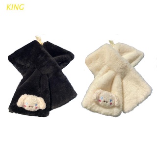 king cross bufanda perro niña color sólido espesar felpa cruz collar bufanda envoltura invierno cuello calentadores para las mujeres invierno caliente bufanda