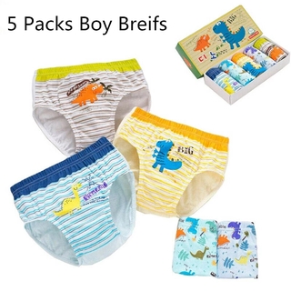 5 unids/caja niños niños ropa interior de algodón bragas transpirable Animal dinosaurio pantalones cortos para niño ropa interior de los niños