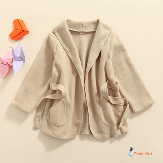 Mell-abrigo Estilo simple de color sólido con bolsillos laterales Para bebés/niñas (7)