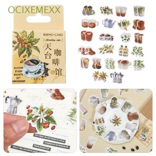 OCIXEMEXX Sealing Sticker Self-adhesive Stickers Coffee Hand Account 46 Pcs/Set Creative DIY Decoration Vintage Photo Album