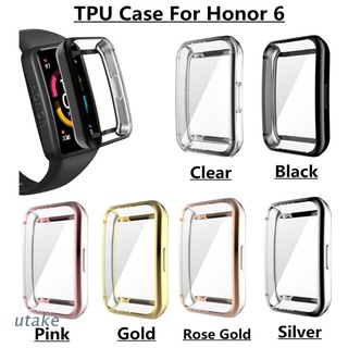 utake para -huawei honor band 6 reloj caso suave tpu caso de la cubierta completa del reloj ajuste a prueba de golpes caso honor watch 6 chapado shell (1)