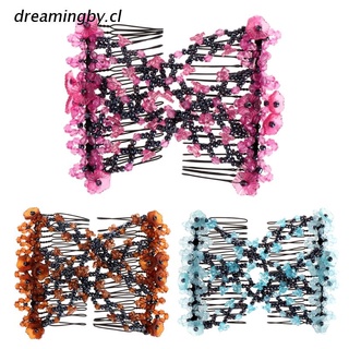 dreamingby.cl Fashion Magic Beads Elasticity Double Hair Comb Clip Stretchy Women Accessories