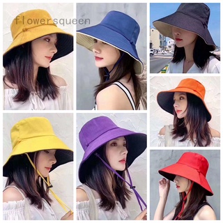 señoras sombreros de sol upf 50+ ala ancha de las mujeres de algodón uv caminar jardinería cubo sombrero con cuerda