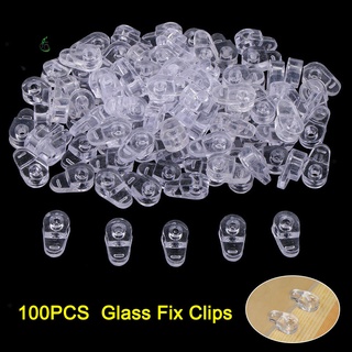 100 pzs clips transparentes de vidrio plástico transparente para espejo gabinete