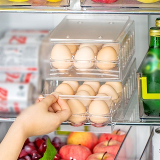 cajón para refrigerador caja de almacenamiento de huevos caja de plástico transparente gruesa doble capa transpirable (3)
