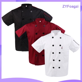 unisex chef chaqueta abrigo de manga corta top chefwear restaurante uniforme ropa (4)