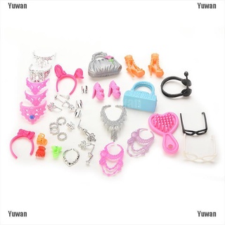 <yuwan> accesorios de muñeca bolsas collar peines zapatos pendientes para barbie muñeca niños regalo