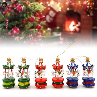 Zaazbx Mini adornos De caballo De madera De navidad carrusel/juguetes De regalo para niños con colgante De año nuevo (1)