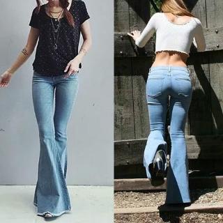 Mejor marca ACforAG mujeres flaco llamarada Jeans baja cintura estiramiento campana inferior Denim Bootcut Jeans