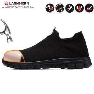 Dedo del pie de acero zapatos de seguridad transpirable ligero zapatos de trabajo deslizamiento en botas de trabajo