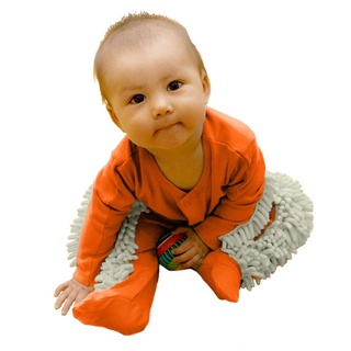 fashionjewelry exquisito bebé fregona mameluco niño niña de manga larga limpieza de piso fregona traje de rastreo mono