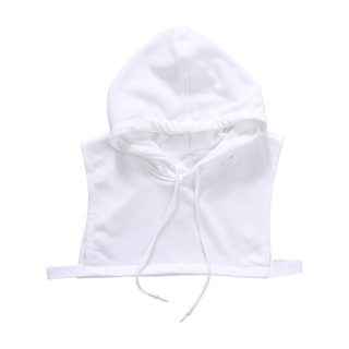 Women Girls Detachable Fake Collar with Hoodie Cap Elastic Pullover Half-Shirt (1)