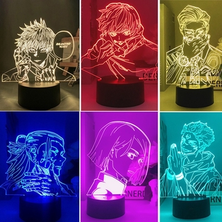 Lámpara de noche Jujutsu Kaisen 3d luz Led de Anime Estetori Itadori Yuji Usb (1)