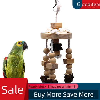 gooditem mascota pájaros loro bloques de madera colgante jaula swing jaula interactiva masticar juguete