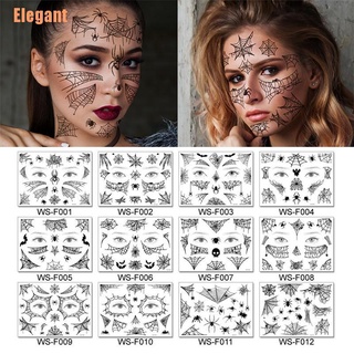 elegant(@)~halloween spider web divertido maquillaje facial desechable impermeable tatuaje pegatinas