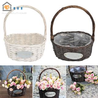 cesta de flores tejida a mano portátil para decoración de boda, jardín, hogar