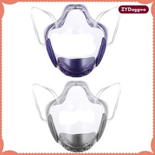 2 pzs máscara facial transparente/protector de boca resistente/reutilizable/antiniebla