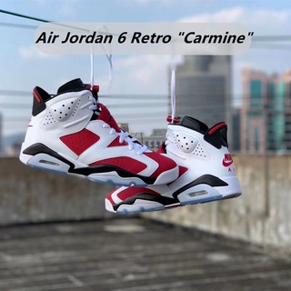 nike air jordan 6 retro "carmine" blanco rojo alto top deporte zapatos al aire libre casual zapatillas de deporte para los hombres