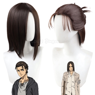 Attack on Titan Eren Jaeger Cosplay peluca mujeres hombres marrón resistente al calor pelo sintético Anime Halloween pelucas C135M161