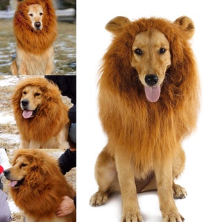peluca de melena de león con orejas para perro grande, ropa de halloween, disfraz de mascota (7)