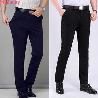 pantalones para hombre con cinturón de negocios llano inteligente ropa de trabajo vestido de lápiz de color sólido pierna recta delgada trabajo elástico formal (7)