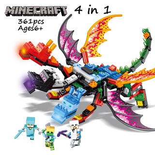 Minecraft lego compatible 4 en 1 dragon bloques de construcción para niños regalos de cumpleaños