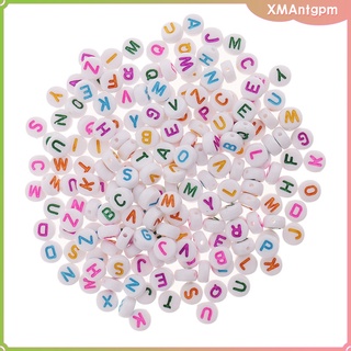 200 cuentas de letras mixtas acrílicas de plástico abalorios del alfabeto para hacer joyas, cuentas redondas a-z para pulseras, collares, llaveros y joyas