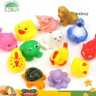 In stock, 13Pcs Cute Soft Float Sqeeze Sound Animals Baby Kids Wash Bath Play Toys