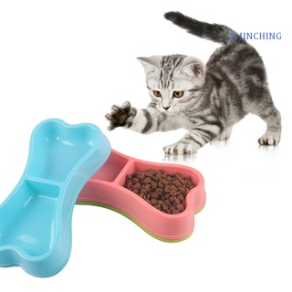 [jinching] hueso mascota doble tazón antideslizante perro cachorro gato gatito alimentador de alimentos recipiente de agua