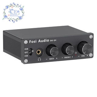 Fosi Audio Q4 Mini Gaming Stereo DAC & auriculares amplificador, 24 bits/192KHz USB/óptico/Coaxial a RCA AUX