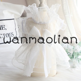Wanmaolian perro vestido de encaje diseño transpirable blanco cachorro boda esponjoso vestido para el verano (1)