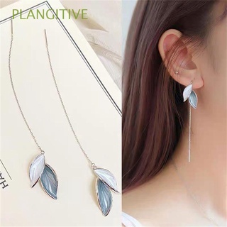 PLANGITIVE Fashion Leaf Stud Earrings Ins Style Leaf Ear Thread Ear Studs Women Grey Leaf Alloy Korean Style Jewelry Accessories