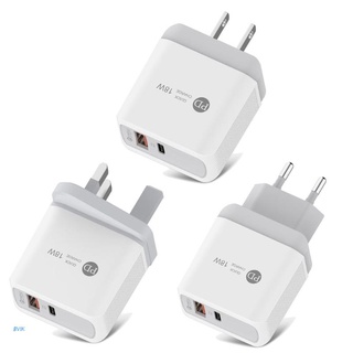 🔥 BVIK 18W Quick Charger 3.0 USB Type-C Charger For Mobile Phone QC 3.0 Fast Charging US EU UK Plug Adapter