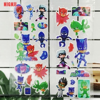 NIGNJI 5 Sheets/set Cartoon Pj Masks Stickers Bubble PVC DIY Sticker Kids Gifts Rewards
