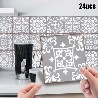 Pegatinas para azulejos de cocina marroquí mosaico escalera victoriana impermeable 24Pcs