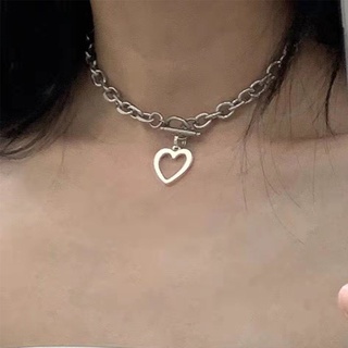 [ZOMI] Collar de cadena redonda con colgante de corazón de estilo vintage para mujer Accesorio de moda (1)