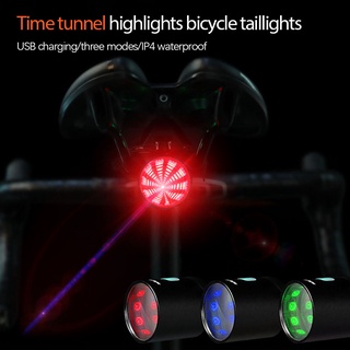 . Nueva luz de advertencia de conducción nocturna de aleación de aluminio USB intermitente LED túnel espacio-tiempo resaltado luz trasera de bicicleta...