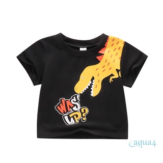 Anana-little Boys verano transpirable T-shirt, creativo de dibujos animados dinosaurio carta impresión manga corta cuello redondo Top ropa Casual