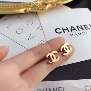 Chanel Fashion Pendientes Doble C Aguja Para Mujer
