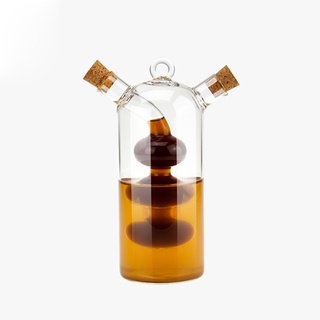 invierno suministros de cocina de vidrio botella de aceite de oliva tarro de condimento, 2 en 1 aceite y tanque de vinagre (6)