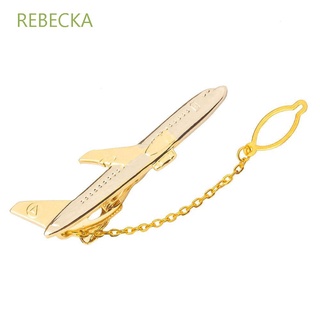 REBECKA Simple Men Tie Clip Classic Design Shirt Tie Pin Necktie Clip Airplane Shape Fashion Jewelry Metal Wedding Gifts Gentleman Aircraft Clips